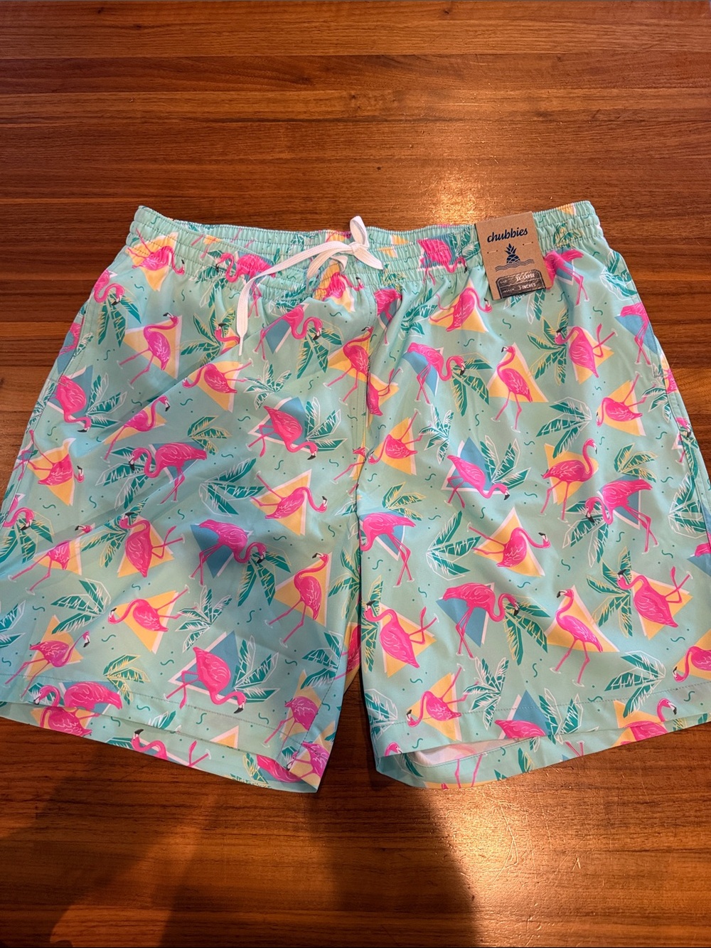 NWT Chubbies flamingo swim trunks XXL